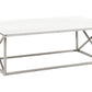 Lotus Glossy White Coffee Table with Chrome Metal | Ortholuxe Home - Photo 2
