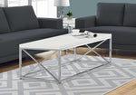 Lotus Glossy White Coffee Table with Chrome Metal | Ortholuxe Home