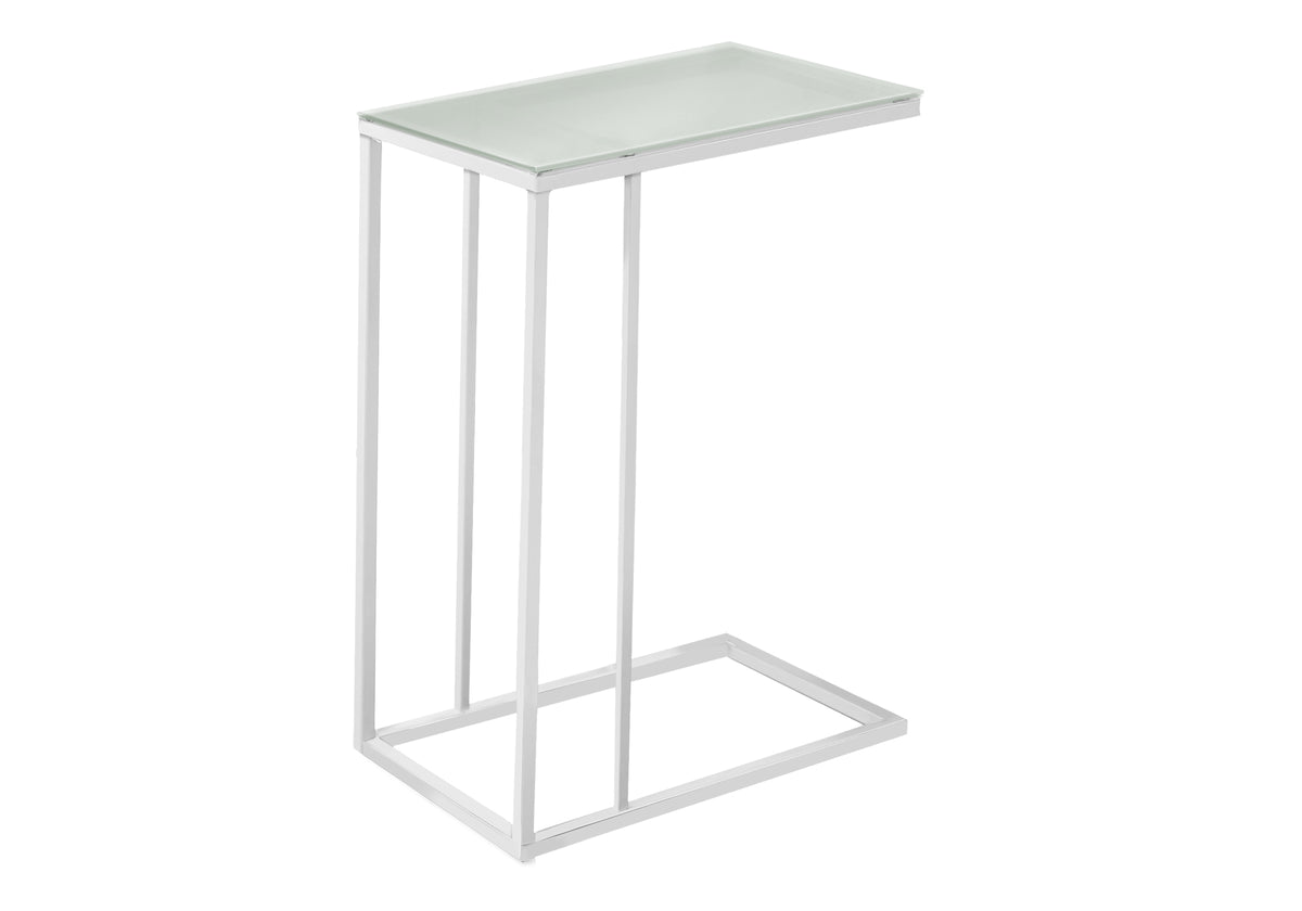 Magnolia White Metal Accent Table with Frosted Tempered Glass | Ortholuxe Home - Photo 3