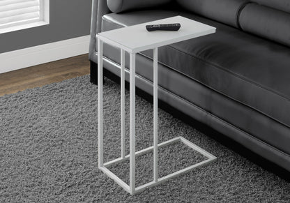 Magnolia White Metal Accent Table with Frosted Tempered Glass | Ortholuxe Home
