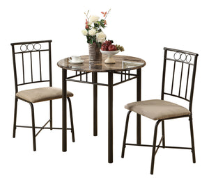 Orchid Espresso Marble & Bronze Metal Dining Set (Set of 3) | Ortholuxe Home - Photo 2