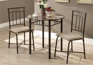 Orchid Espresso Marble & Bronze Metal Dining Set (Set of 3) | Ortholuxe Home