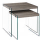 Poppy Dark Taupe & Tempered Glass Nesting Table (Set of 2) | Ortholuxe Home - Photo 2