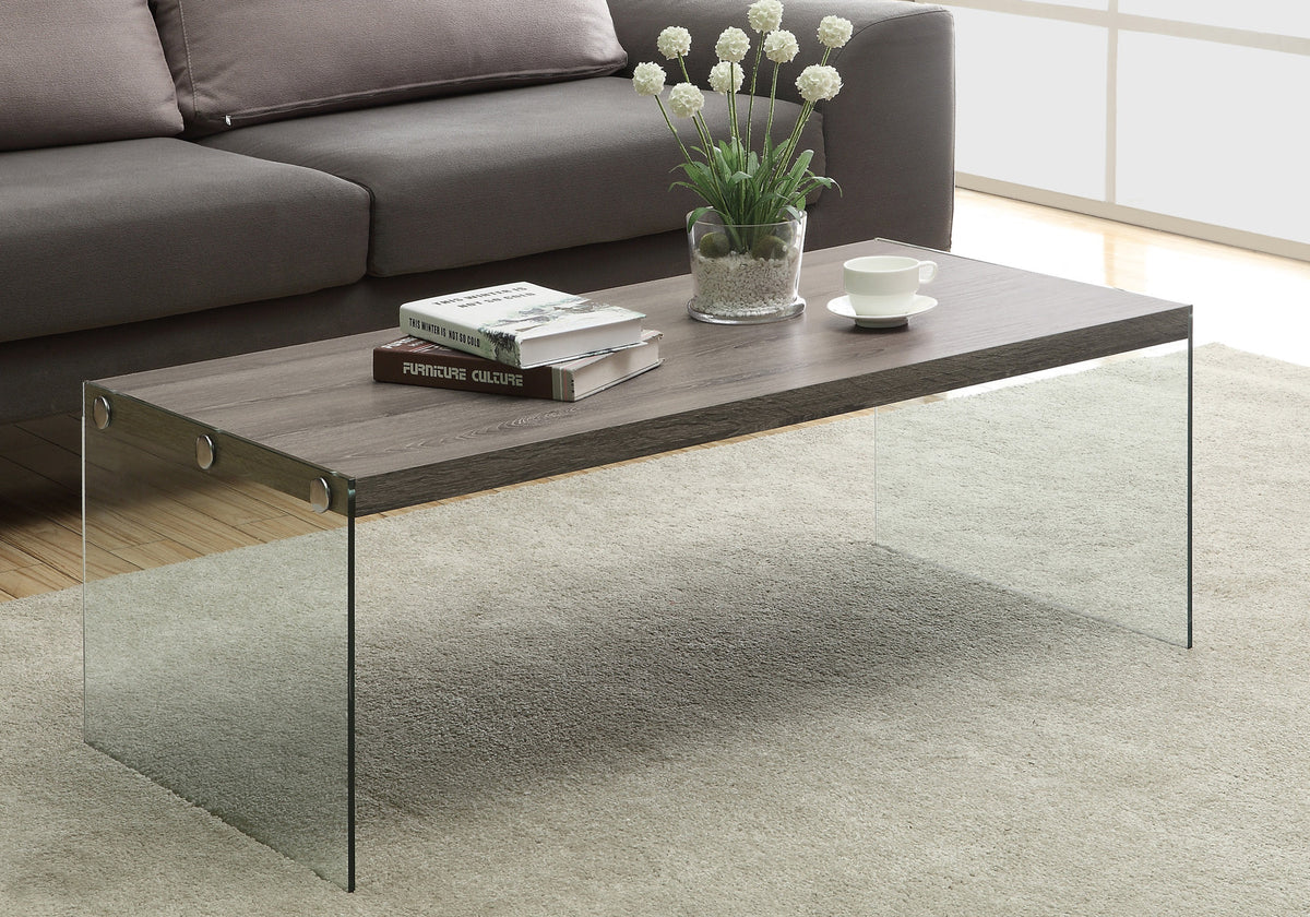 Poppy Dark Taupe Coffee Table with Tempered Glass | Ortholuxe Home