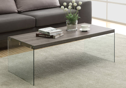 Poppy Dark Taupe Coffee Table with Tempered Glass | Ortholuxe Home