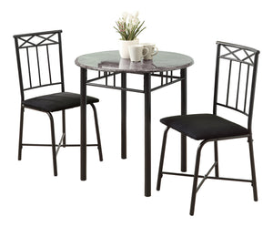 Rose Grey Marble & Charcoal Metal Dining Set (Set of 3) | Ortholuxe Home - Photo 2