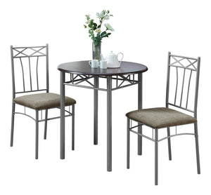 Violet Espresso & Silver Metal Dining Set (Set of 3) | Ortholuxe Home - Photo 2