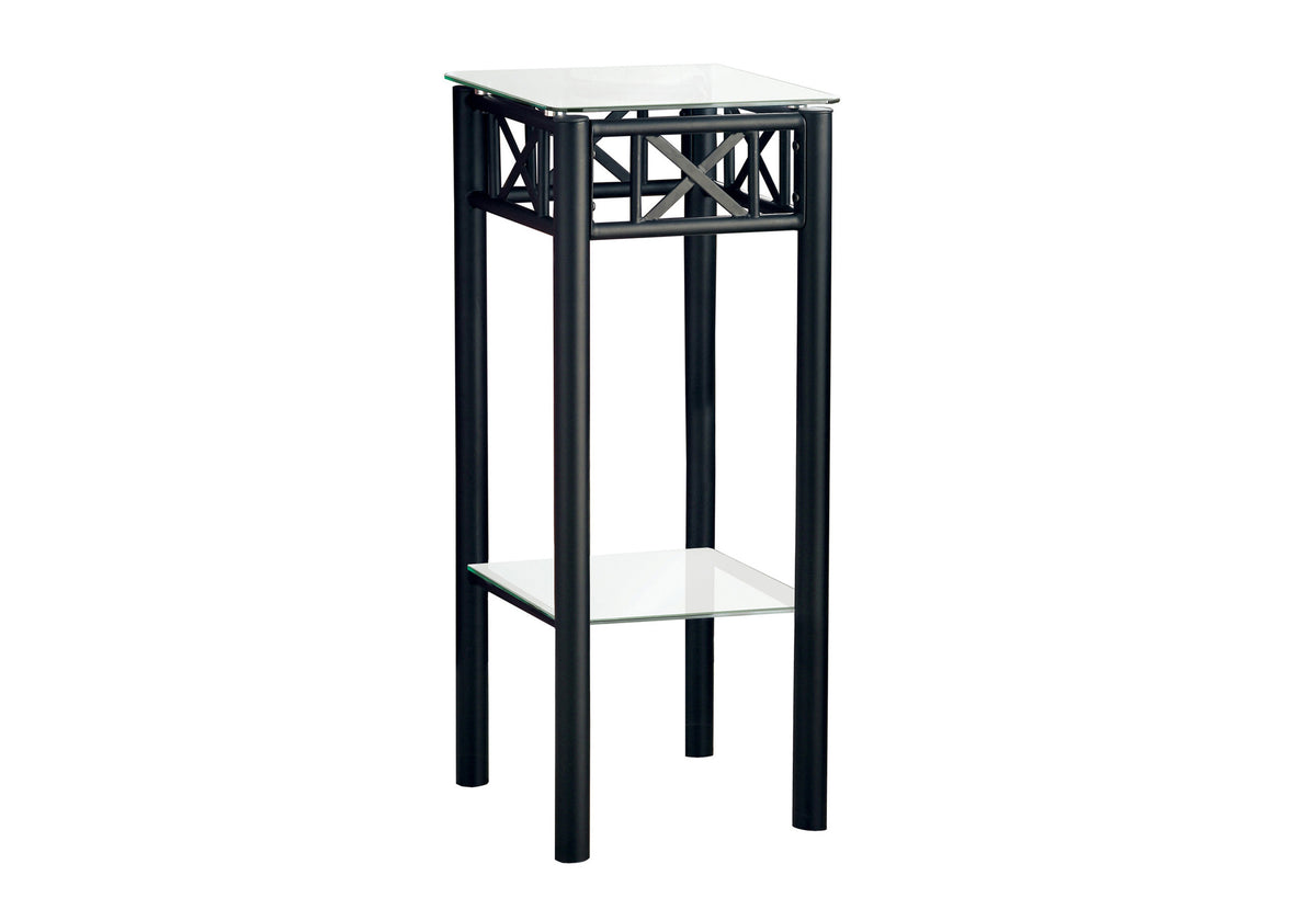 Violet Black Metal Accent Table with Tempered Glass | Ortholuxe Home - Photo 3
