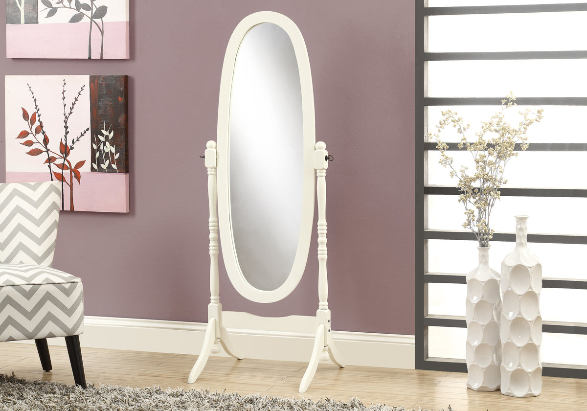 Ember Antique White Oval Wood Frame Mirror | Ortholuxe Home - Photo 2