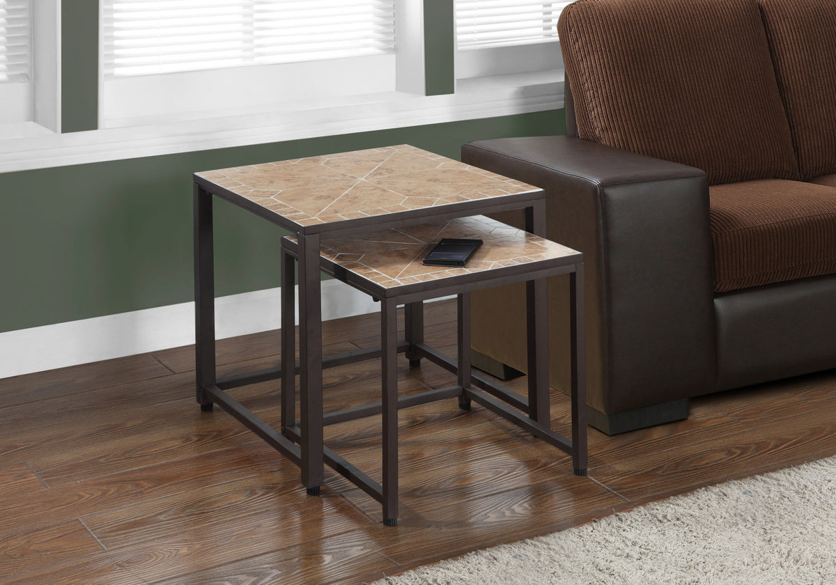 Topaz Terracotta Tile Nesting Table (Set of 2) | Ortholuxe Home