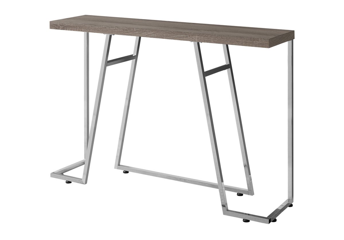 Topaz Dark Taupe & Chrome Metal Accent Table | Ortholuxe Home - Photo 3