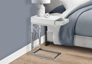 Amber Chrome Metal Accent Table with A Drawer | Ortholuxe Home - Photo 2