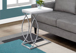 Cobalt Glossy White Accent Table with Chrome Metal | Ortholuxe Home