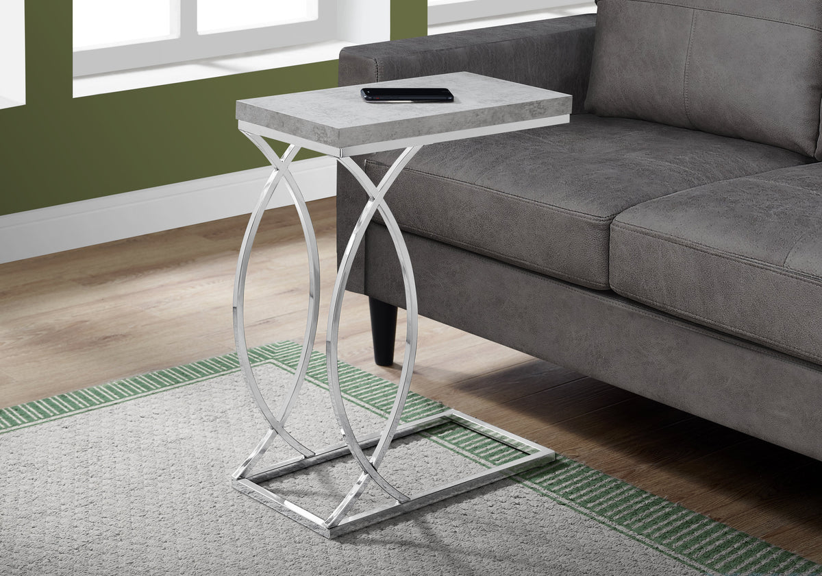 Cobalt Grey Cement Accent Table with Chrome Metal | Ortholuxe Home