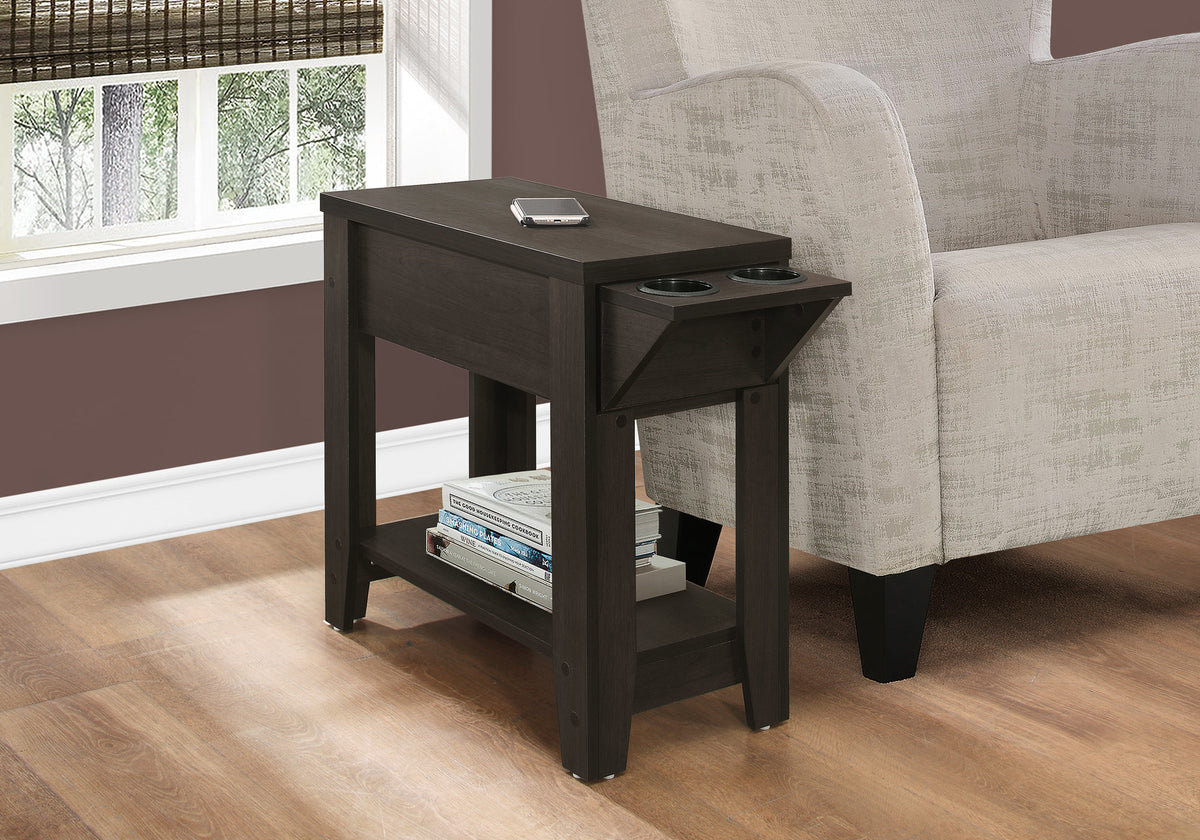 Crystal Espresso Accent Table with A Glass Holder | Ortholuxe Home