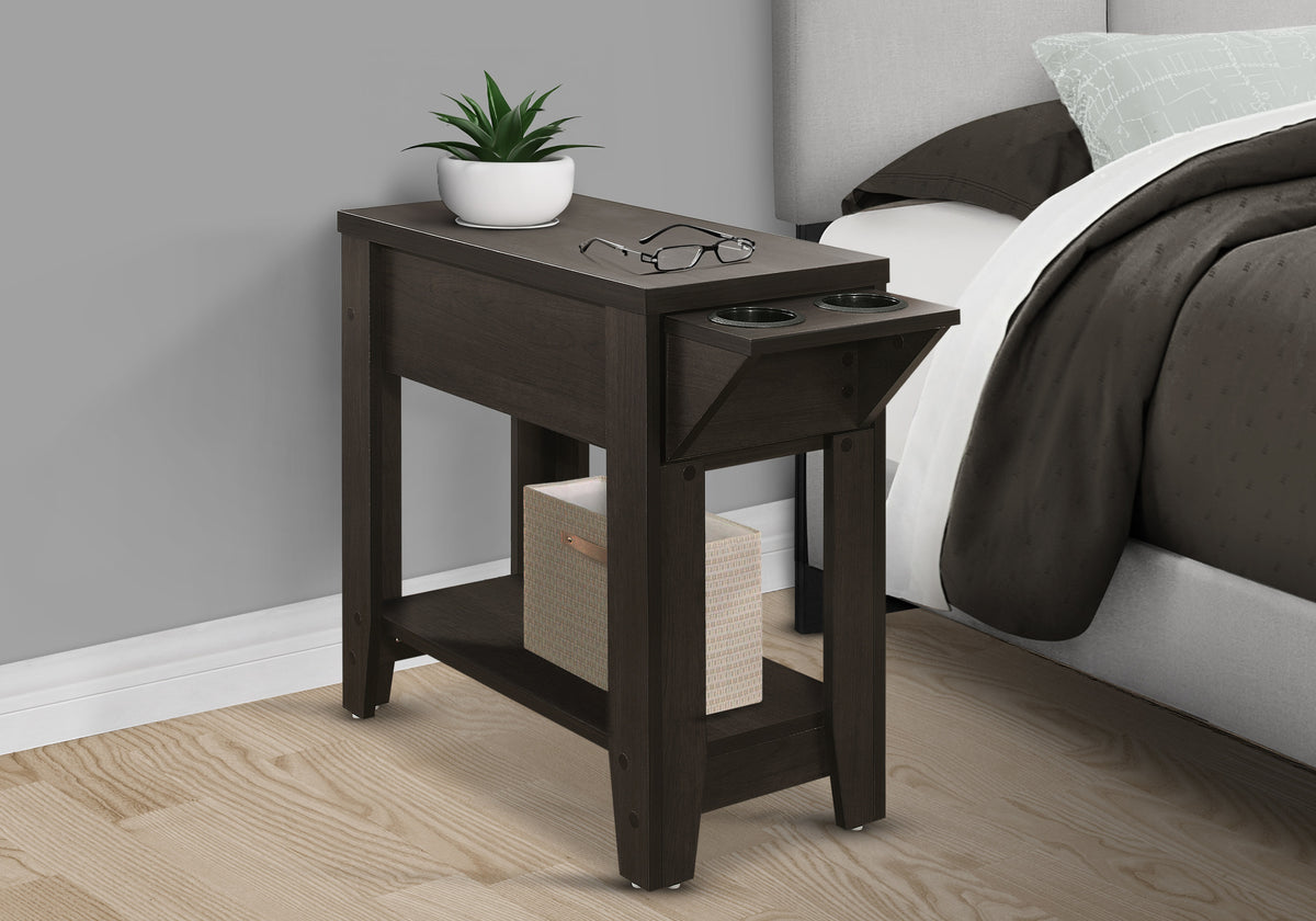 Crystal Espresso Accent Table with A Glass Holder | Ortholuxe Home - Photo 2