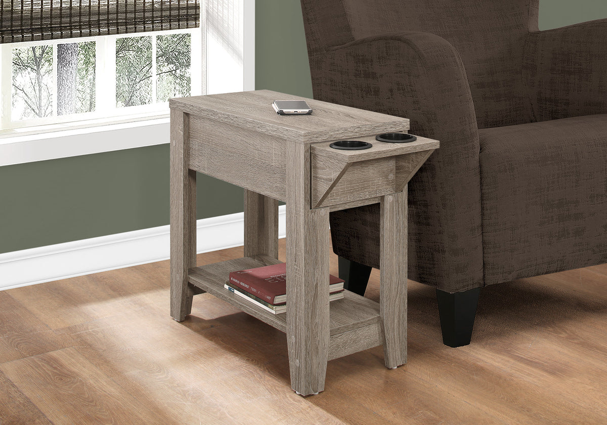 Crystal Dark Taupe Accent Table with A Glass Holder | Ortholuxe Home