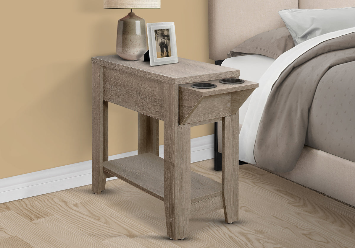 Crystal Dark Taupe Accent Table with A Glass Holder | Ortholuxe Home - Photo 2