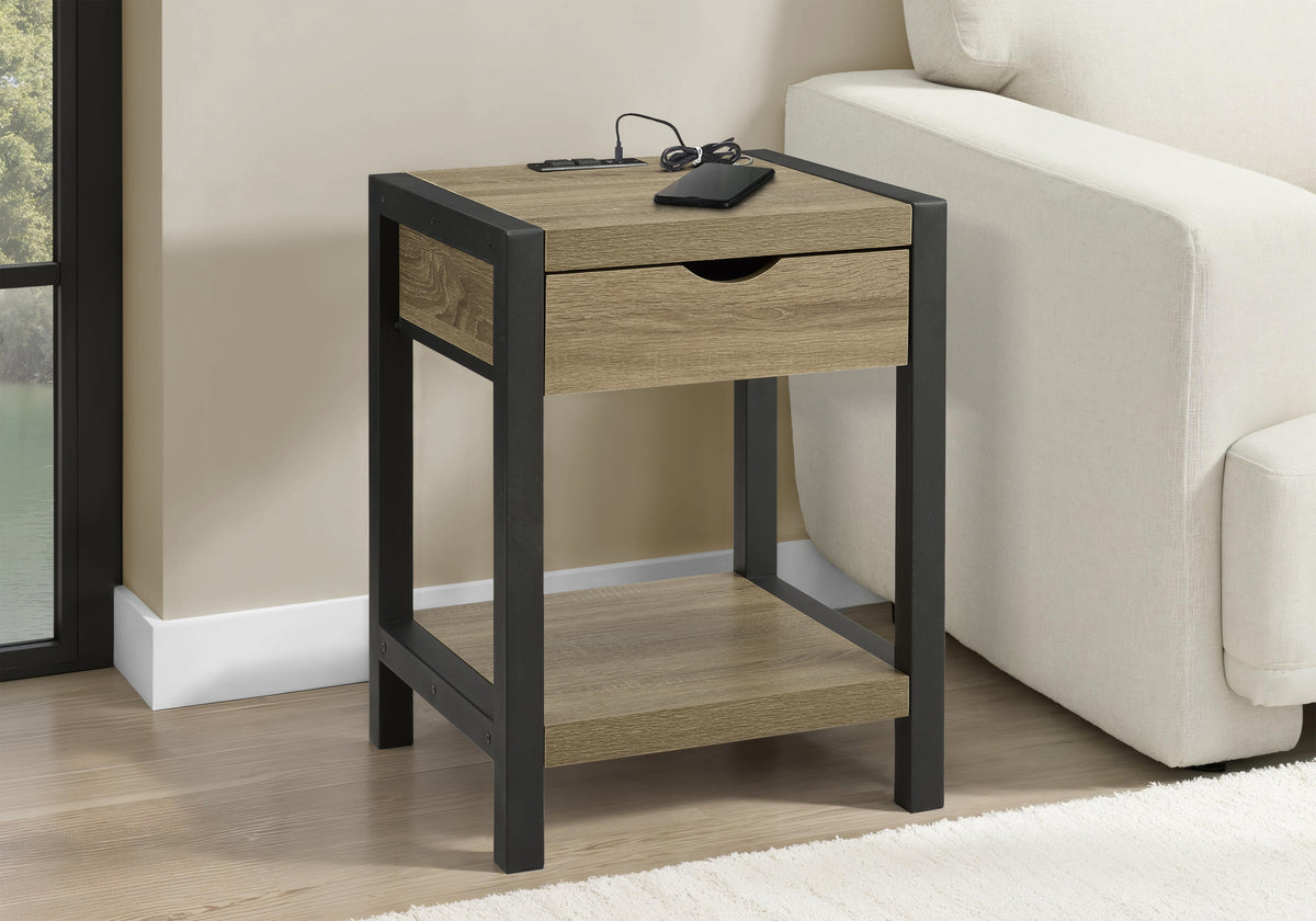 Diamond Dark Taupe & Black Metal Accent Table | Ortholuxe Home
