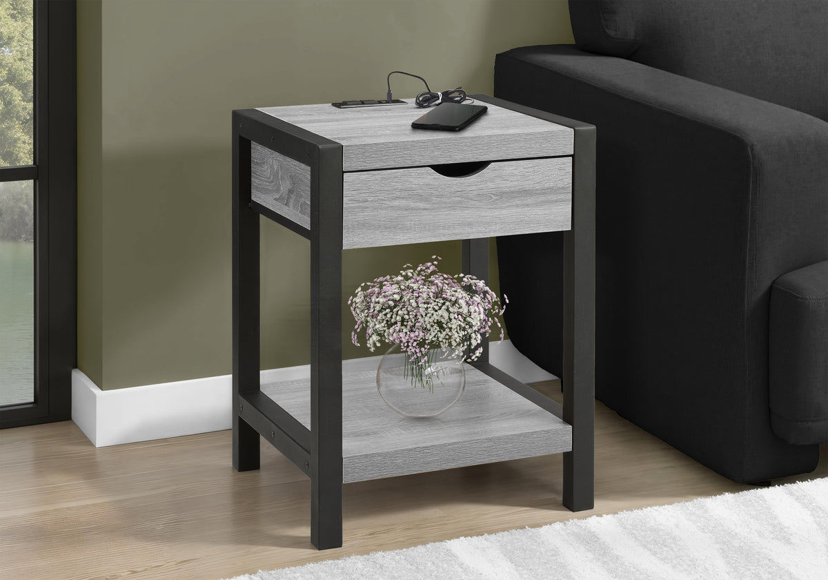 Diamond Grey & Black Metal Accent Table | Ortholuxe Home