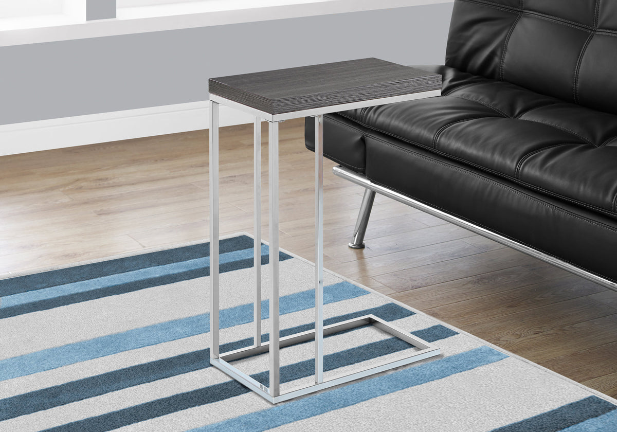 Emerald Grey Accent Table with Chrome Metal | Ortholuxe Home