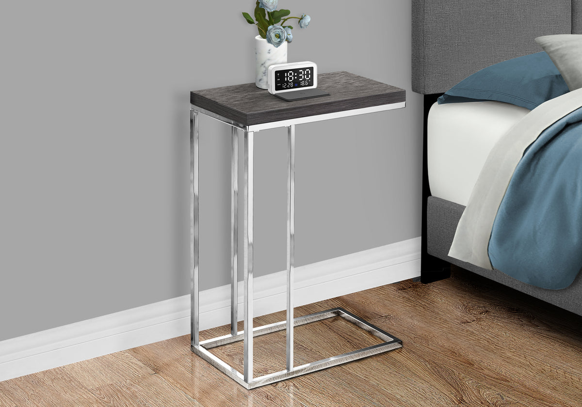 Emerald Grey Accent Table with Chrome Metal | Ortholuxe Home - Photo 2