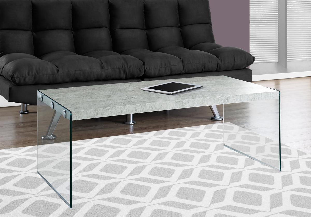 Jet Grey Cement Coffee Table with Tempered Glass | Ortholuxe Home