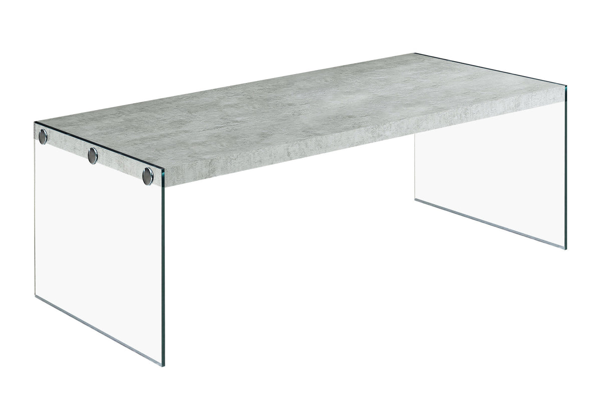 Jet Grey Cement Coffee Table with Tempered Glass | Ortholuxe Home - Photo 2