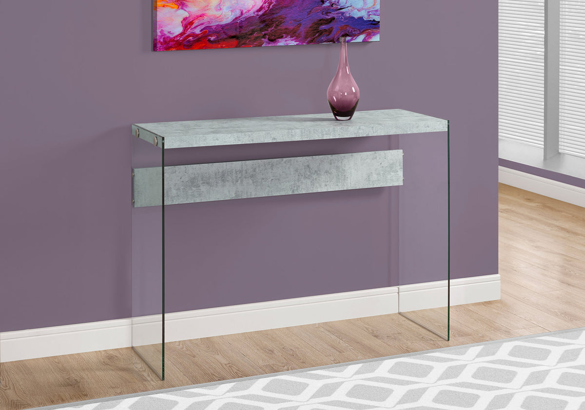 Jet Grey Cement & Tempered Glass Accent Table | Ortholuxe Home