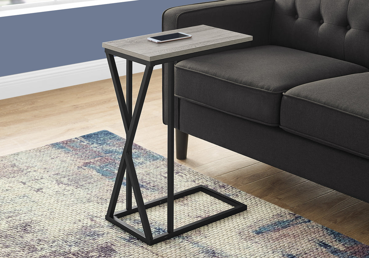 Marble Grey & Black Metal Accent Table | Ortholuxe Home