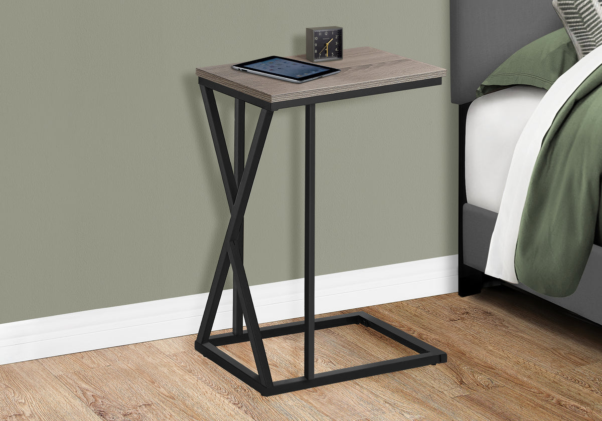 Marble Dark Taupe & Black Metal Accent Table | Ortholuxe Home - Photo 2