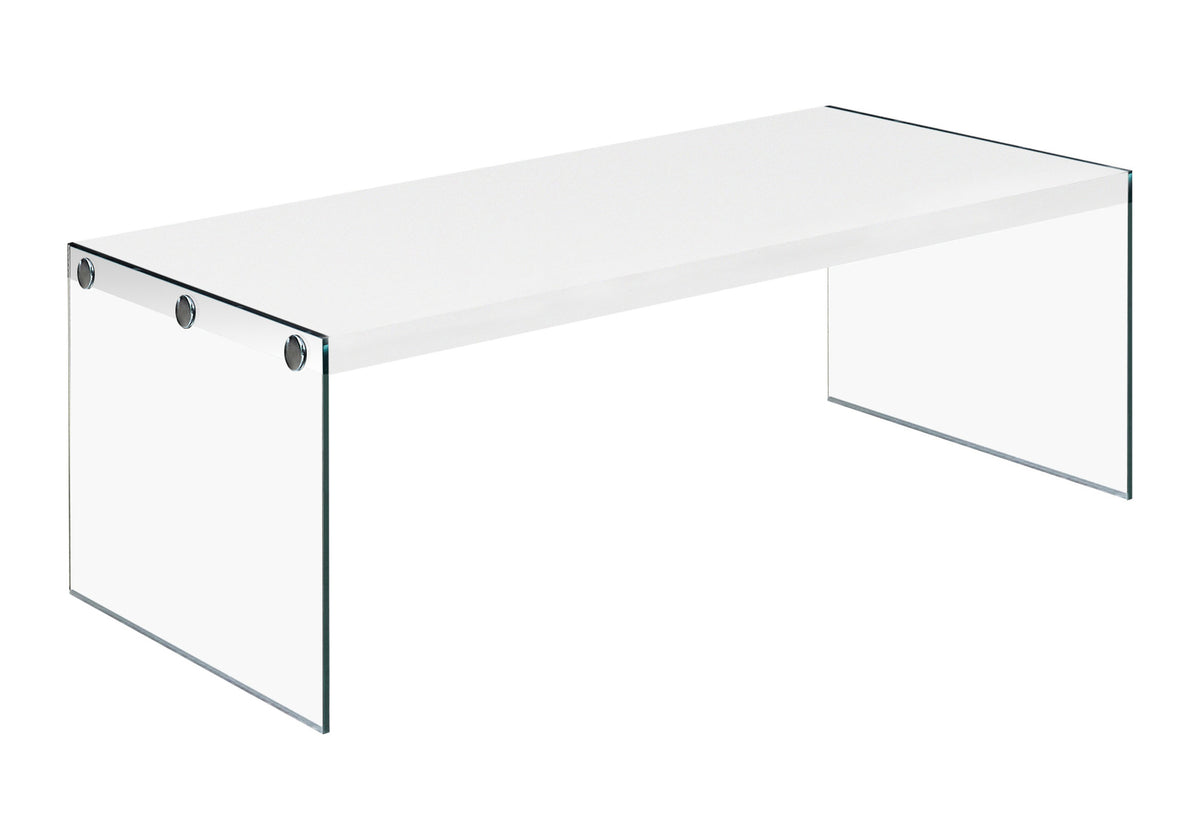 Cadence Glossy White Coffee Table with Tempered Glass | Ortholuxe Home - Photo 2