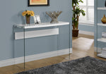 Cadence Glossy White & Tempered Glass Accent Table | Ortholuxe Home