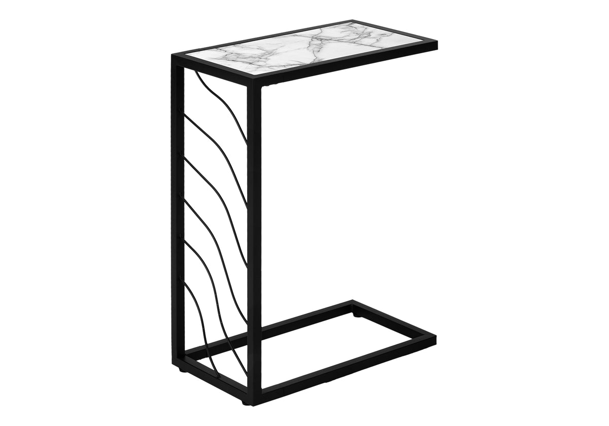 Lyric White Marble-Look & Black Metal Accent Table | Ortholuxe Home - Photo 3