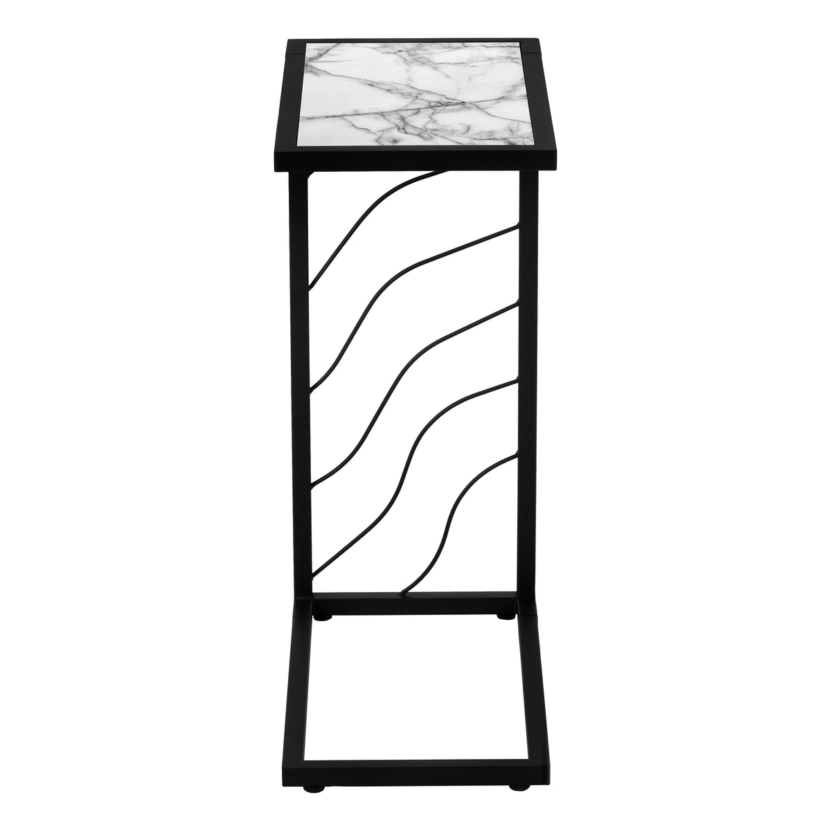 Lyric White Marble-Look & Black Metal Accent Table | Ortholuxe Home - Photo 5