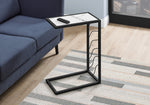 Lyric White Marble-Look & Black Metal Accent Table | Ortholuxe Home