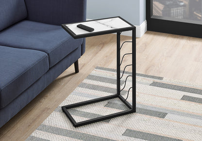 Lyric White Marble-Look & Black Metal Accent Table | Ortholuxe Home