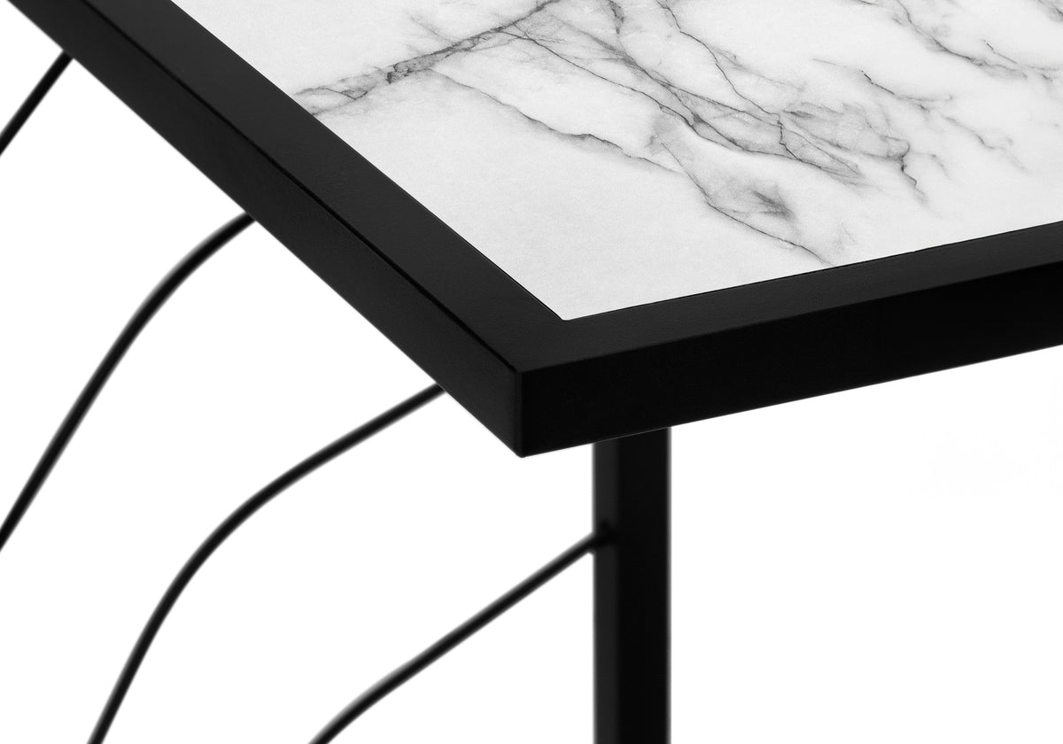 Lyric White Marble-Look & Black Metal Accent Table | Ortholuxe Home - Photo 8