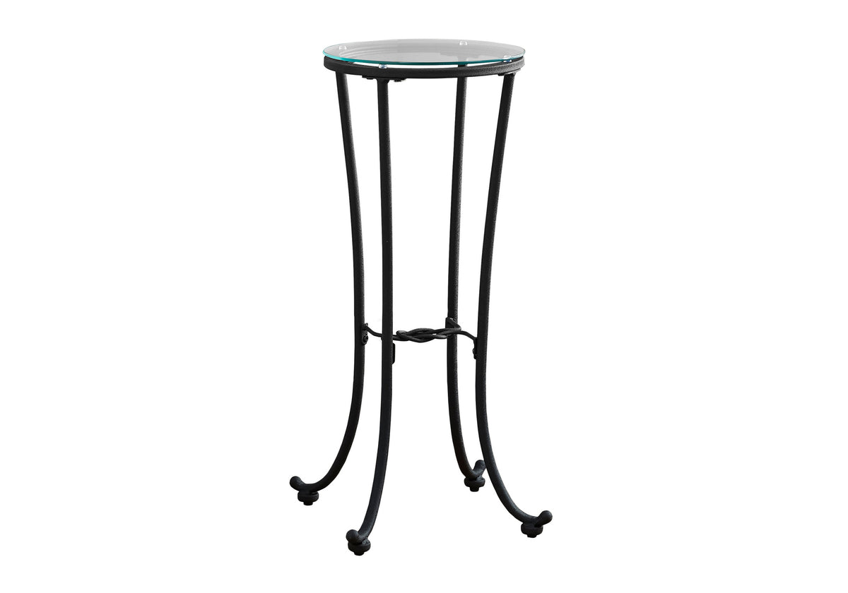 Sonnet Hammered Black Metal Accent Table with Tempered Glass | Ortholuxe Home - Photo 3