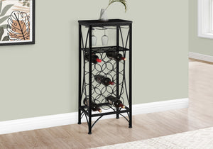 Allegro Black Metal Wine Bottle and Glass Rack Home Bar | Ortholuxe Home
