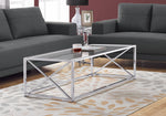 Elektra Chrome Metal Coffee Table with Tempered Glass | Ortholuxe Home