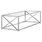 Elektra Chrome Metal Coffee Table with Tempered Glass | Ortholuxe Home - Photo 2