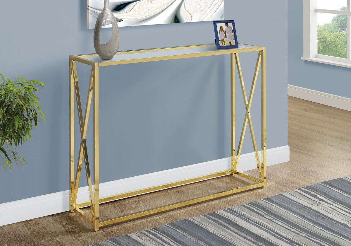 Elektra Gold Metal Accent Table with Tempered Glass | Ortholuxe Home