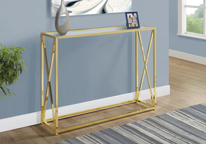 Elektra Gold Metal Accent Table with Tempered Glass | Ortholuxe Home