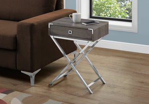 Altair Dark Taupe & Chrome Metal Accent Table | Ortholuxe Home