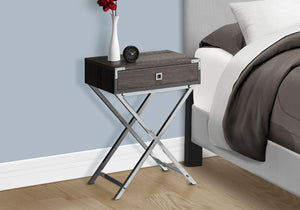 Altair Dark Taupe & Chrome Metal Accent Table | Ortholuxe Home - Photo 2