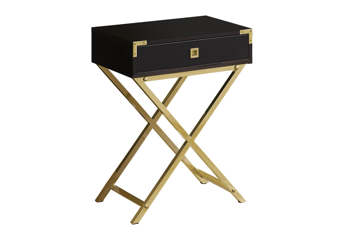 Altair Espresso & Gold Metal Accent Table | Ortholuxe Home - Photo 3