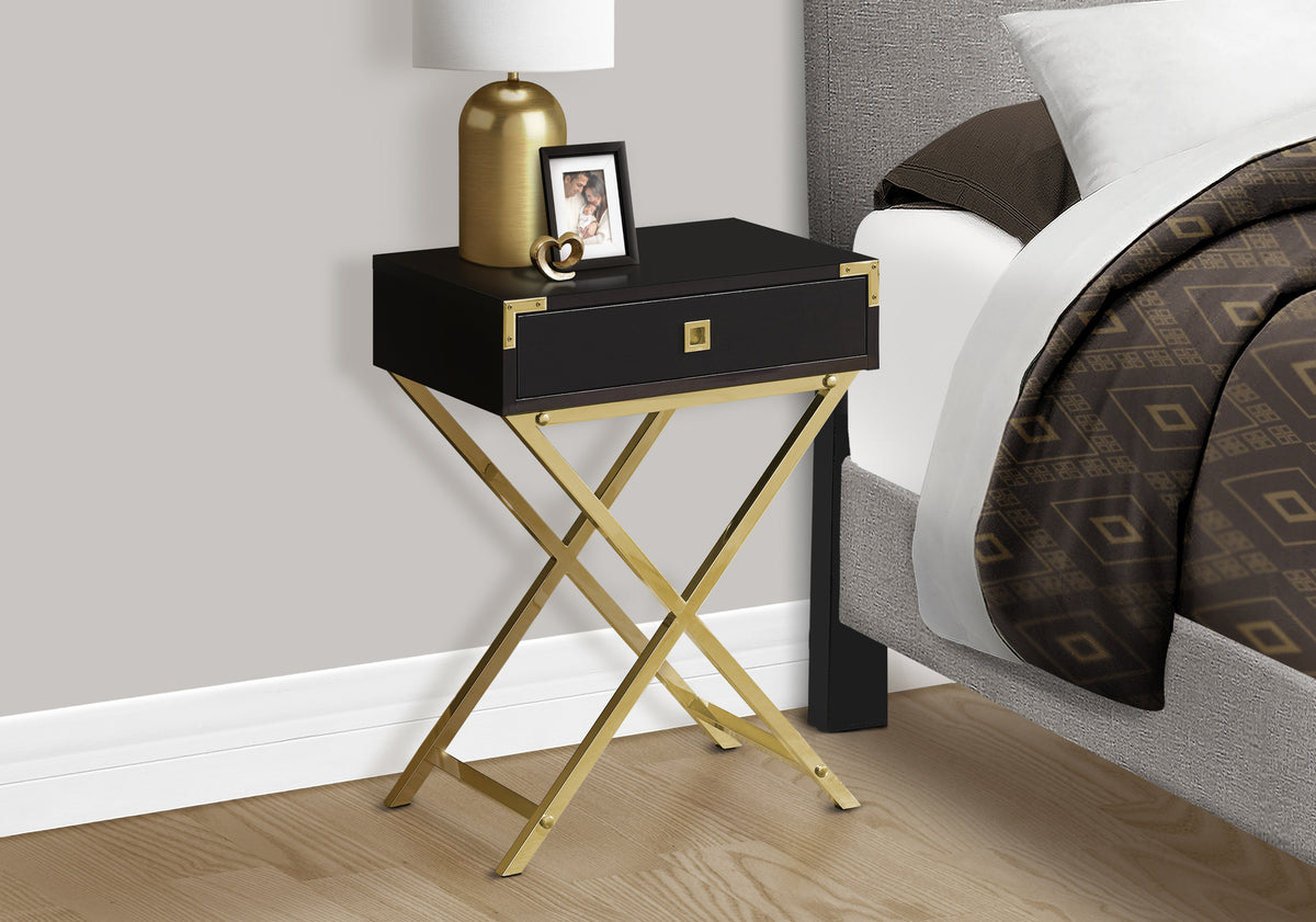 Altair Espresso & Gold Metal Accent Table | Ortholuxe Home - Photo 2