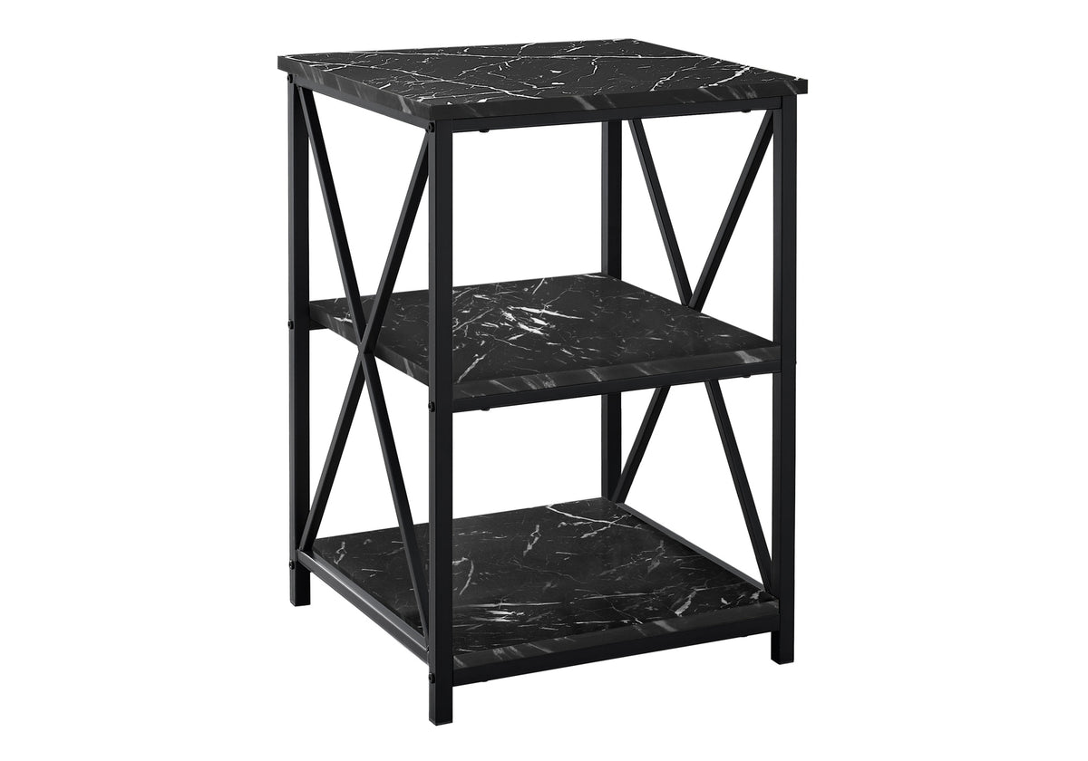 Orion Black Marble & Black Metal Accent Table | Ortholuxe Home - Photo 3