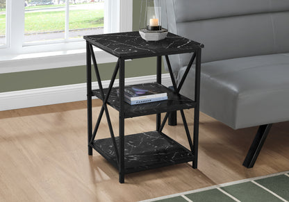 Orion Black Marble & Black Metal Accent Table | Ortholuxe Home